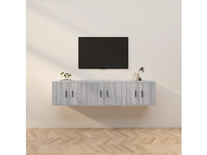 Multidom Nástenné TV skrinky 3 ks sivé sonoma 57x34,5x40 cm