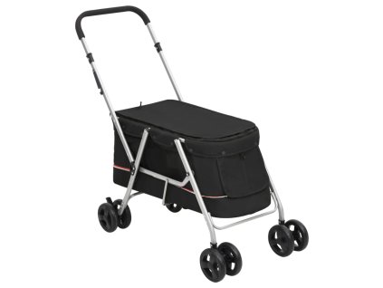 Multidom Skladací kočík pre psa čierny 100x49x96 cm ľanová tkanina