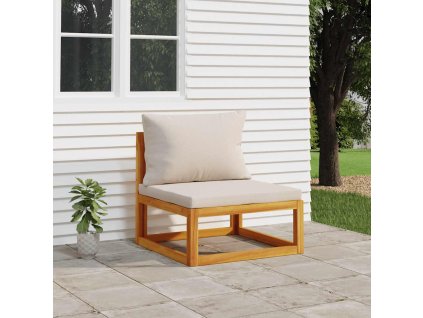 Multidom Záhradná stredová pohovka bledosivé vankúše masívna akácia