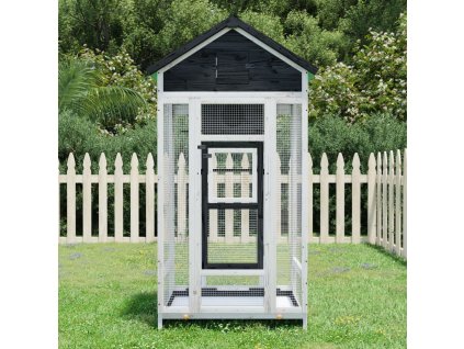 Multidom Domček pre vtáky sivý 91,5x53x170 cm masívna borovica