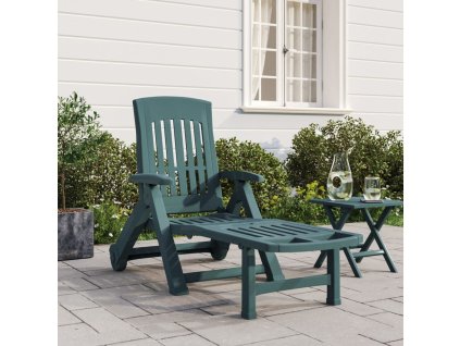 Multidom Skladacie lehátko na opaľovanie s kolieskami zelené PP