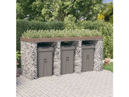 Multidom Gabiónová stena na smetný kôš 270x91x120 cm pozinkované železo