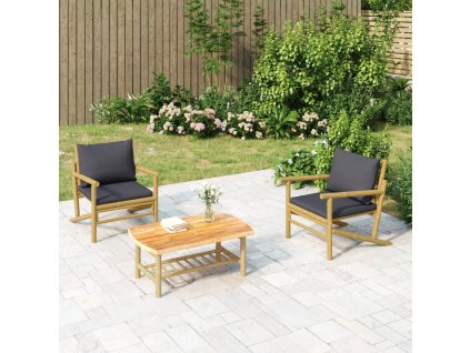 Multidom Záhradné stoličky s tmavosivými vankúšmi 2 ks bambus