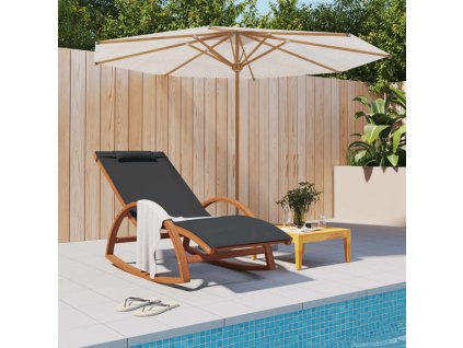 Multidom Hojdacie kreslo sivé textilén a masívne topoľové drevo