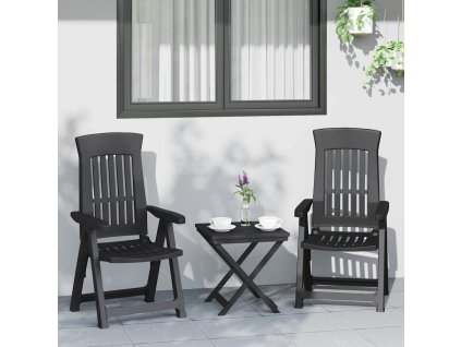 Multidom Záhradné sklápacie kreslá 2 ks antracitové PP