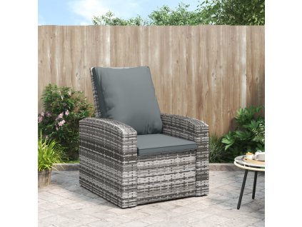 Multidom Záhradná sklápacia stolička s vankúšmi sivá polyratan