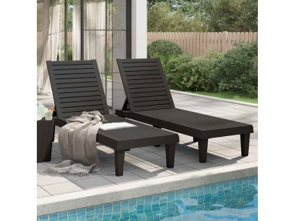 Multidom Lehátka na opaľovanie 2 ks čierne 155x58x83 cm polypropylén