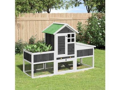 Multidom Králikáreň sivá 170x63x113 cm masívna borovica