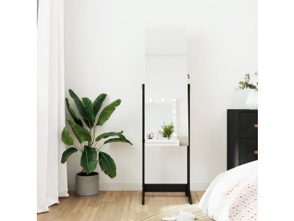 Multidom Zrkadlová voľne stojaca skrinka na šperky čierna 42x38x152 cm