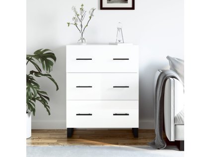 Multidom Komoda lesklá biela 69,5x34x90 cm spracované drevo