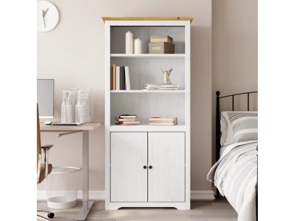 Multidom Knižnica BODO biela a hnedá 82x40x173 cm masívna borovica