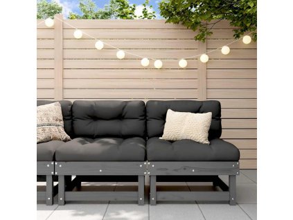 Multidom Stredové pohovky s vankúšmi 2 ks sivé borovicový masív