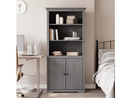 Multidom Knižnica BODO sivá 82x40x173 cm masívna borovica