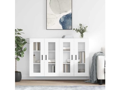 Multidom Nástenné skrinky 2 ks biele kompozitné drevo