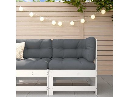 Multidom Rohová pohovka s podložkami biela borovicový masív