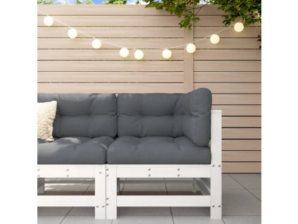 Multidom Rohová pohovka s podložkami biela borovicový masív