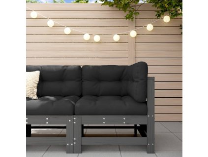 Multidom Rohová pohovka s podložkami sivá borovicový masív