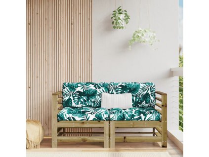 Multidom Rohové pohovky s vankúšmi 2 ks impregnovaná borovica