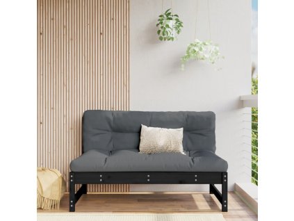 Multidom Stredová pohovka čierna 120x80 cm borovicový masív