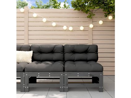 Multidom Stredové pohovky s vankúšmi 2 ks sivé borovicový masív