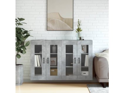 Multidom Nástenné skrinky 2 ks betónové sivé kompozitné drevo