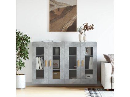 Multidom Nástenné skrinky 2 ks betónové sivé kompozitné drevo