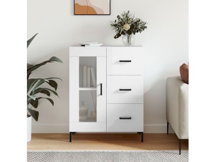 Multidom Komoda lesklá biela 69,5x34x90 cm spracované drevo