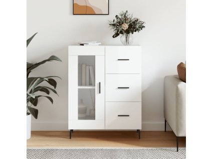 Multidom Komoda lesklá biela 69,5x34x90 cm spracované drevo