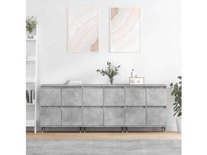 Multidom Komody 3 ks betónovo sivé spracované drevo