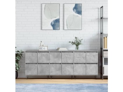 Multidom Komody 3 ks betónovo sivé spracované drevo