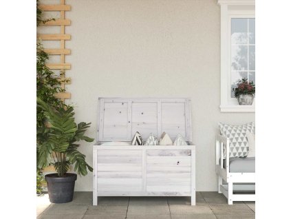 Multidom Záhradný úložný box biely 99x49,5x58,5 cm masívne jedľové drevo