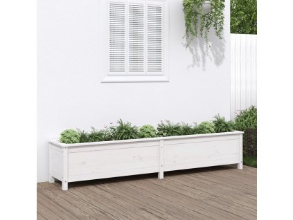 Multidom Záhradný vyvýšený záhon biely 199,5x40x39 cm masívna borovica