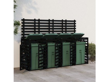 Multidom Úložný box na štyri odpadkové koše čierny masívna borovica