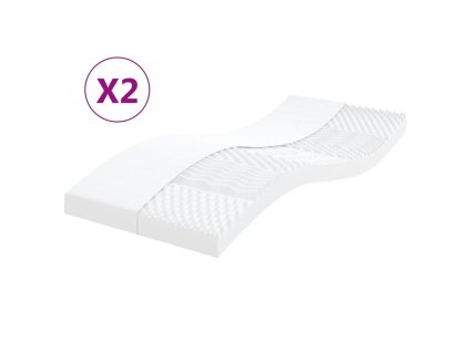 Multidom Penové matrace 2 ks biele 90x200 cm 7 zón tvrdosť 20 ILD
