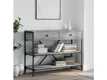 Multidom Konzolový stolík so zásuvkami a policami sivý sonoma kom. drevo