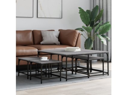 Multidom Zasúvacie konferenčné stolíky 5 ks sivé sonoma kompozitné drevo