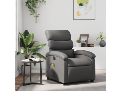 Multidom Sklápacie masážne kreslo sivé umelá koža