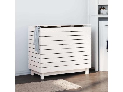 Multidom Kôš na bielizeň biely 88,5x44x76 cm masívna borovica