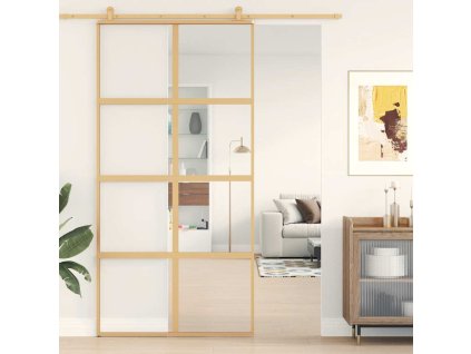 Multidom Posuvné dvere zlaté 102,5x205 cm číre ESG sklo a hliník