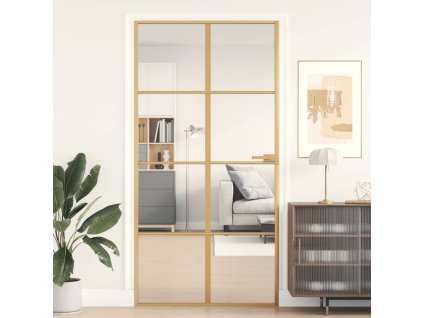 Multidom Vnútorné dvere tenké zlaté 102,5x201, 5cm tvrdené sklo a hliník
