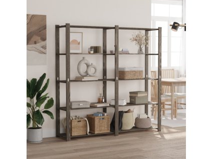 Multidom Regál s 5 policami sivý 170x38x170 cm borovicový masív