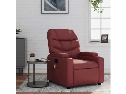 Multidom Sklápacie masážne kreslo vínovo-červené umelá koža