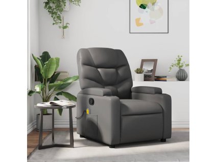 Multidom Sklápacie masážne kreslo sivé umelá koža