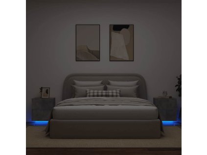 Multidom Nočné stolíky s LED svetlami 2ks betónovo sivý kompozitné drevo