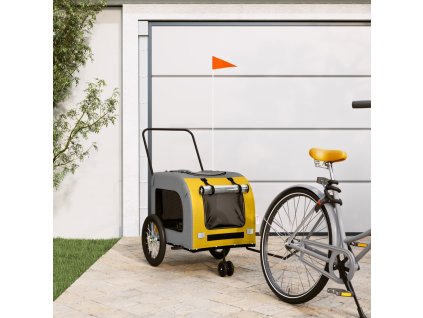 Multidom Cyklovozík pre zvieratá, žtlo sivý, oxfordská látka, železo
