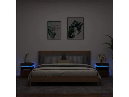 Multidom Nočné stolíky s LED svetlami 2 ks hnedý dub 40x39x48,5 cm