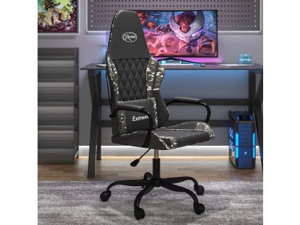 Multidom Masážna herná stolička čierna a maskáčová umelá koža