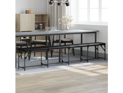 Multidom Jedálenská lavica čierna 248x32x45 cm oceľ a umelá koža