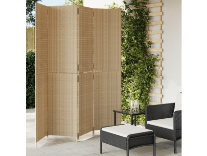 Multidom Paraván 4 panely béžový polyratan