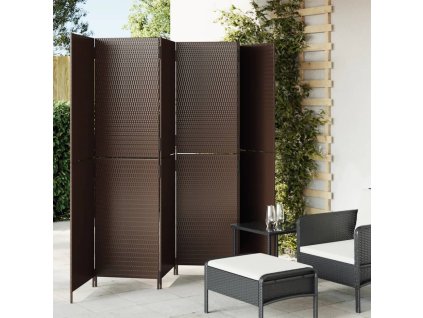 Multidom Paraván 6 panelov hnedý polyratan